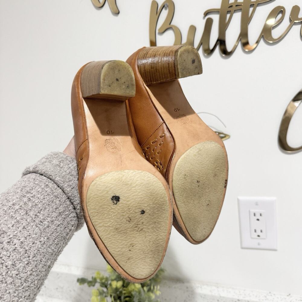 Elf Brown Leather Textured Heels Size 10 #TS bohemian - Picture 4 of 4